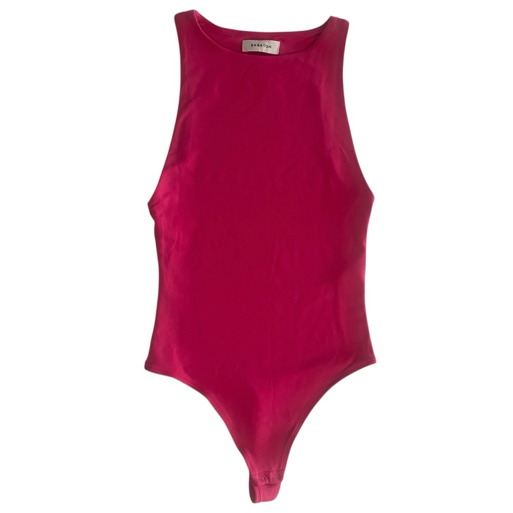 Babaton Aritzia BodySuit Womens XS Hot Pink Contour Sleeveless Thong Stretch 90s